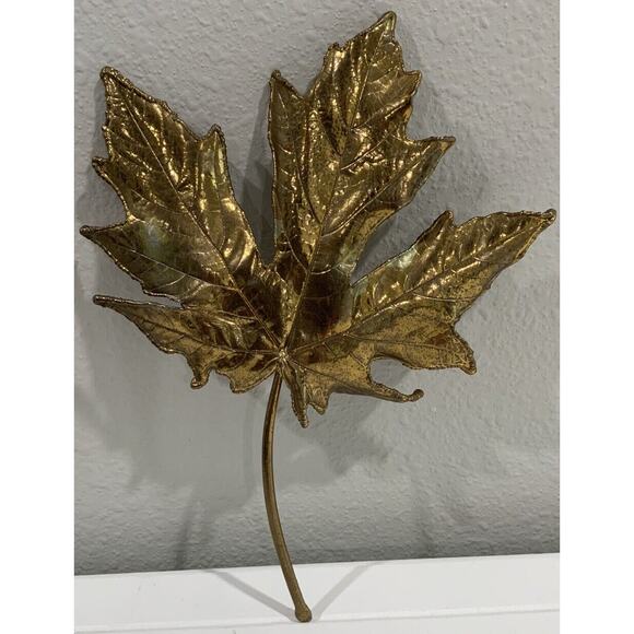 Vtg 1992 Ouray, CA Solid Brass Textured Maple Leaf Wall Hanging Decoration - Picture 1 of 5